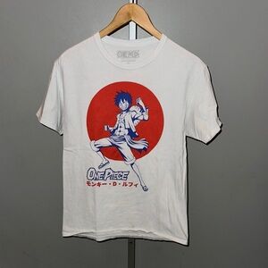 One Piece Luffy Ripple Junction Short Sleeve T-Shirt Men’s Medium Red/White/Blue